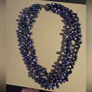 Indigo Freshwater 3-strand Pearl Necklace